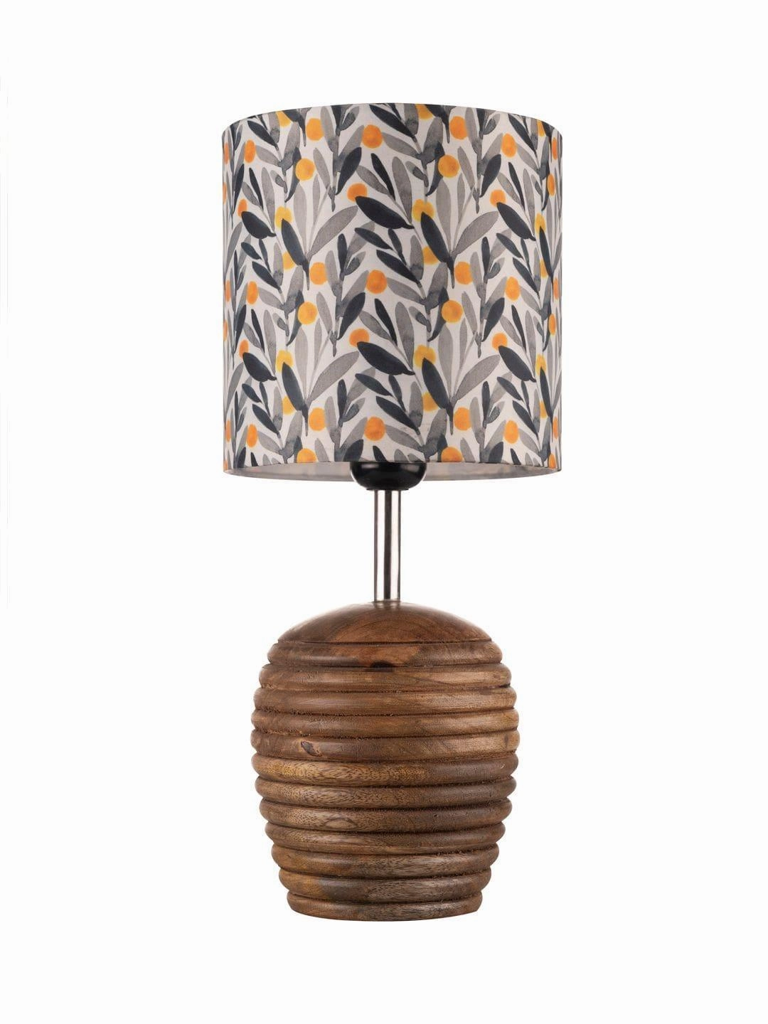 Stripped Brown Lamp with Yellow Leaves multicolor shade
