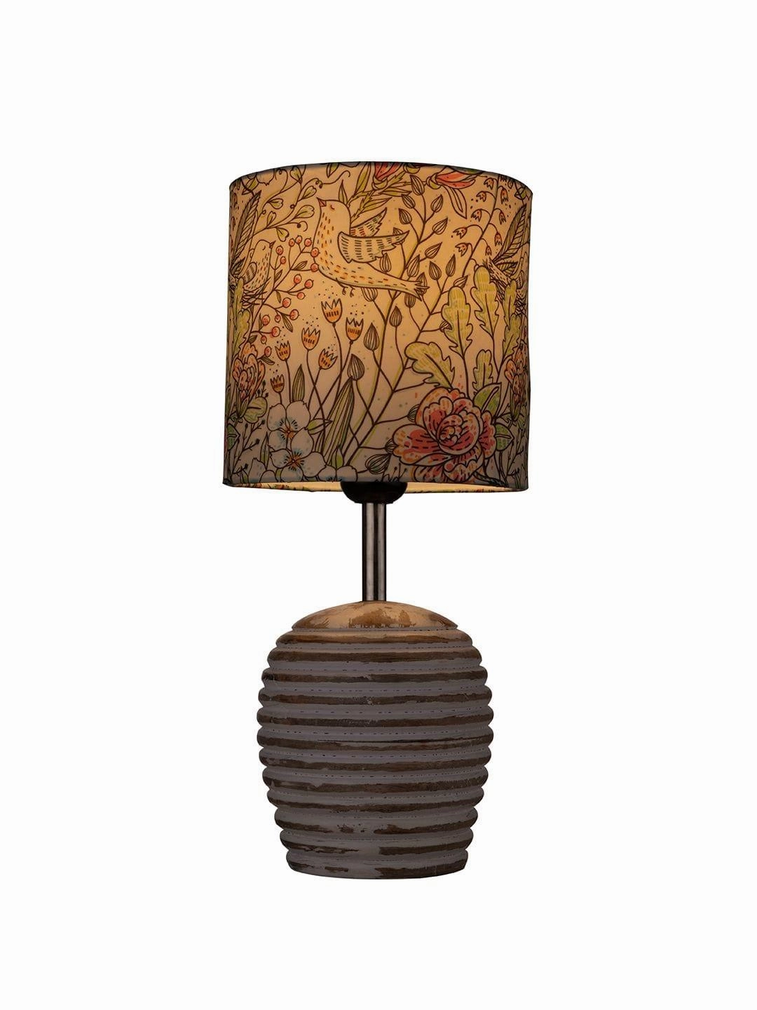 Stripped Distress White Lamp with Colorful Leaves multicolor shade