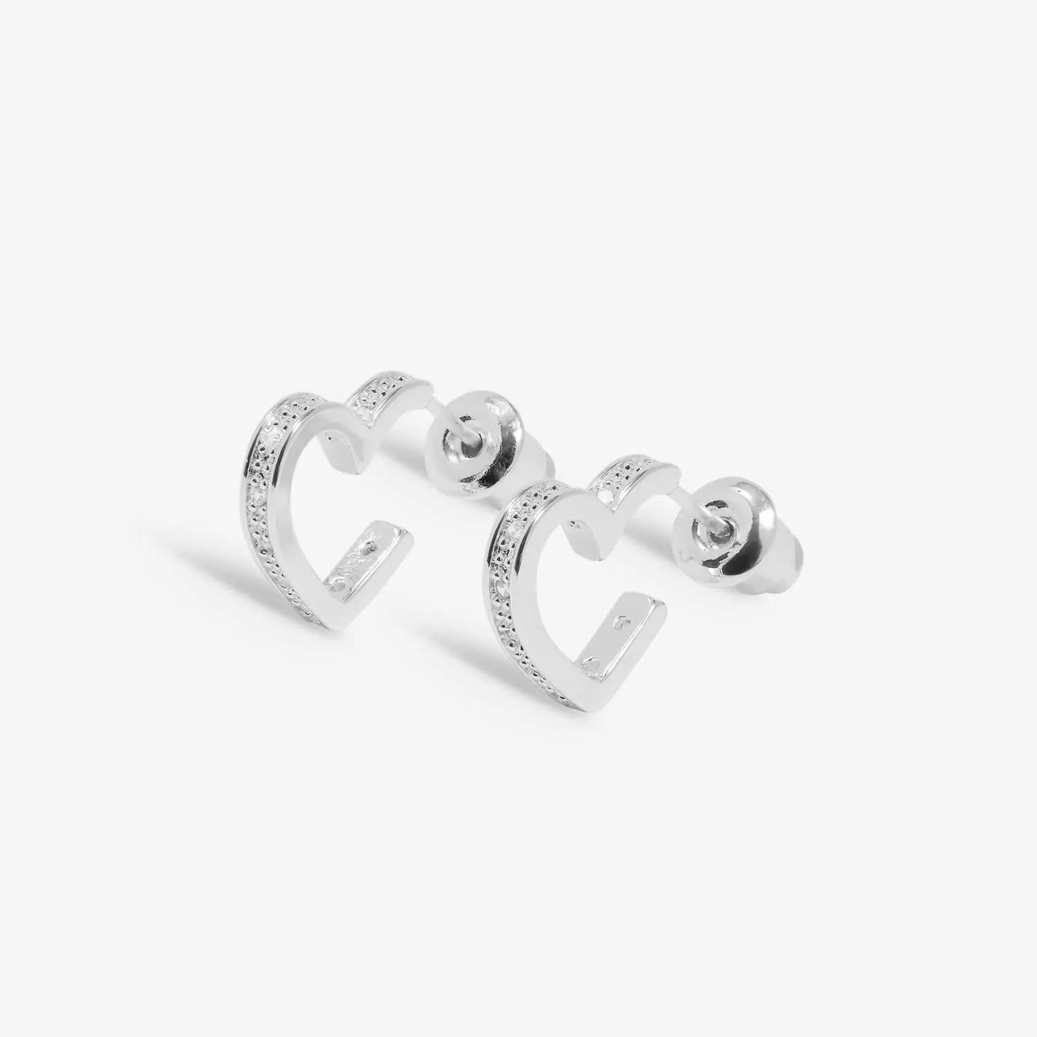Style Stories Pave Edge Heart Hoop Silver Plated Earrings 7733 Joma Jewellery