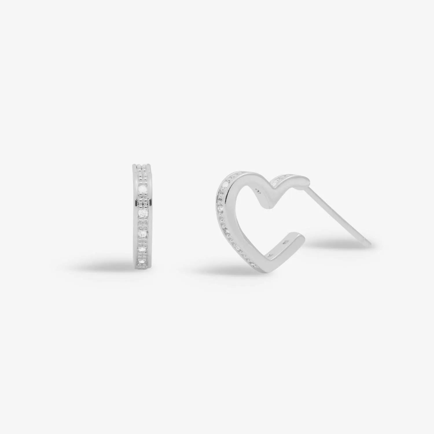Style Stories Pave Edge Heart Hoop Silver Plated Earrings 7733 Joma Jewellery