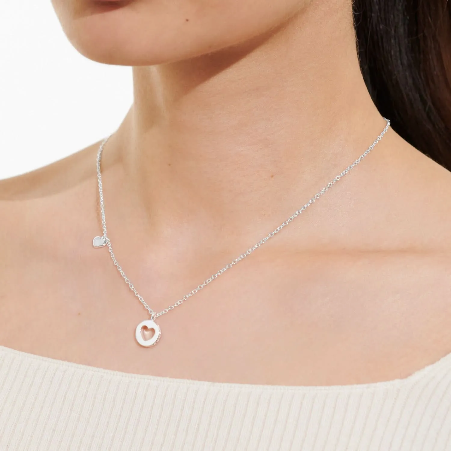 Style Stories Pave Edge Heart Silver Plated Necklace 7718 Joma Jewellery