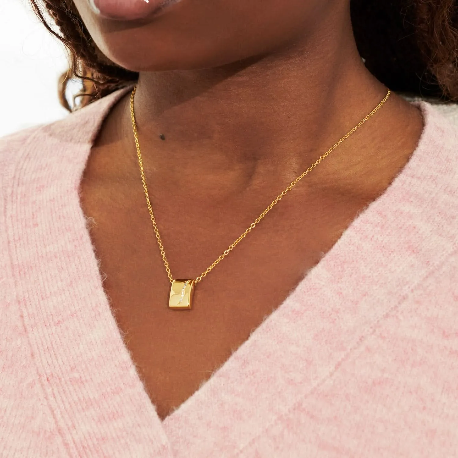 Style Stories Pave Tag Gold Plated Necklace 7728 Joma Jewellery