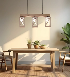 Symmetric Beige Wooden Series Hanging Lamp (BULB NOT INCLUDED) contemporary ceiling fixture
