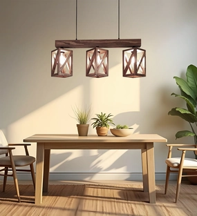 Symmetric Brown Wooden Series Hanging Lamp (BULB NOT INCLUDED) contemporary ceiling fixture