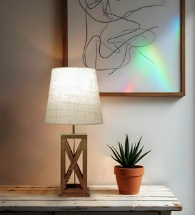 Symmetric Brown Wooden Table Lamp with Black Fabric Lampshade (BULB NOT INCLUDED) Louis Poulsen chandelier
