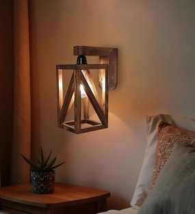 Symmetric Brown Wooden Wall Light (BULB NOT INCLUDED) vintage desk lamp