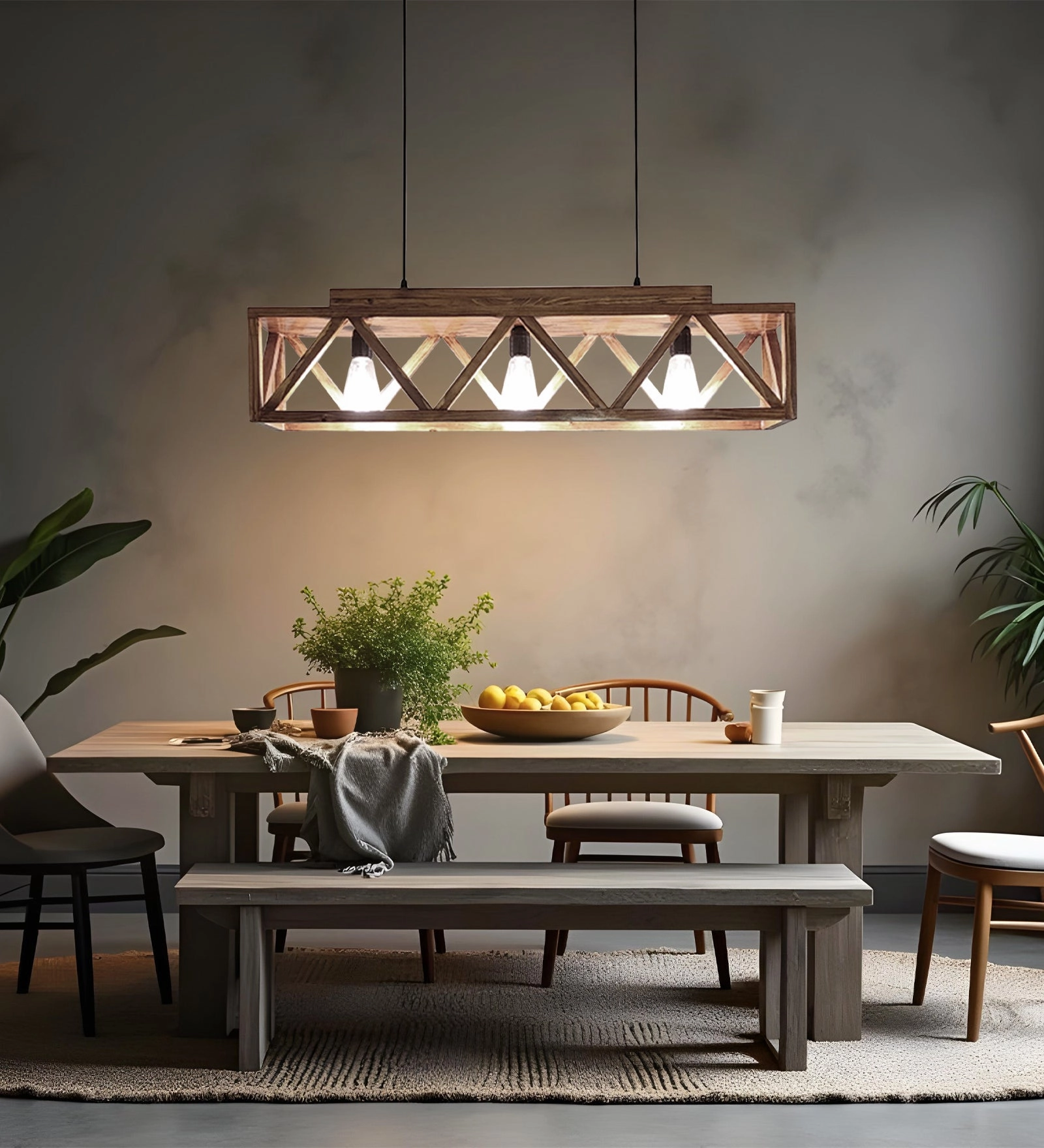 Symmetric Centrum Wooden Series Hanging Lamp (BULB NOT INCLUDED) contemporary ceiling fixture