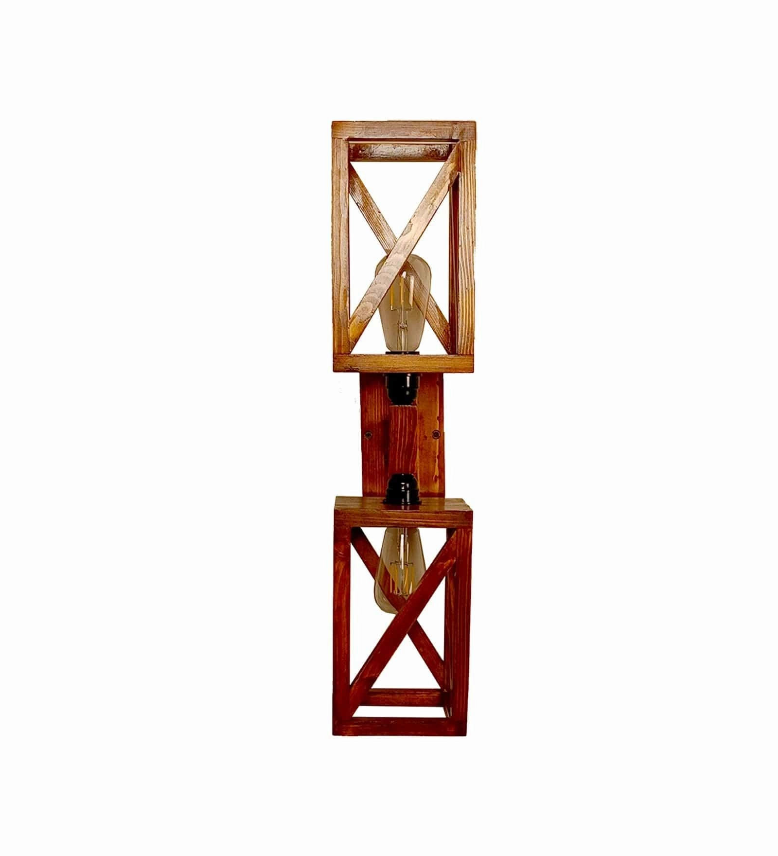Symmetric Duo Brown Wooden Wall Light (BULB NOT INCLUDED)
