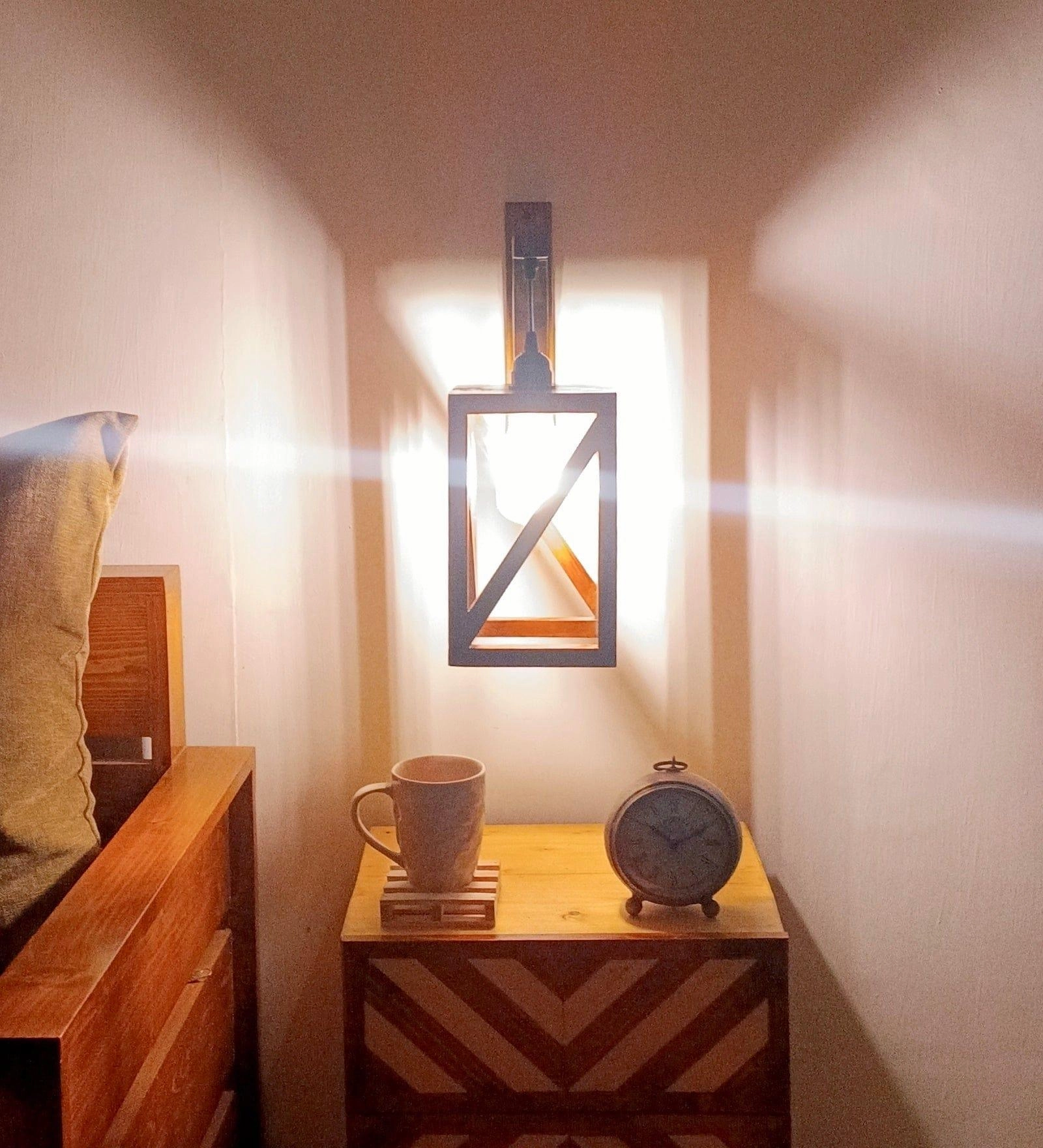 Symmetric L Brown Wooden Wall Light (BULB NOT INCLUDED)