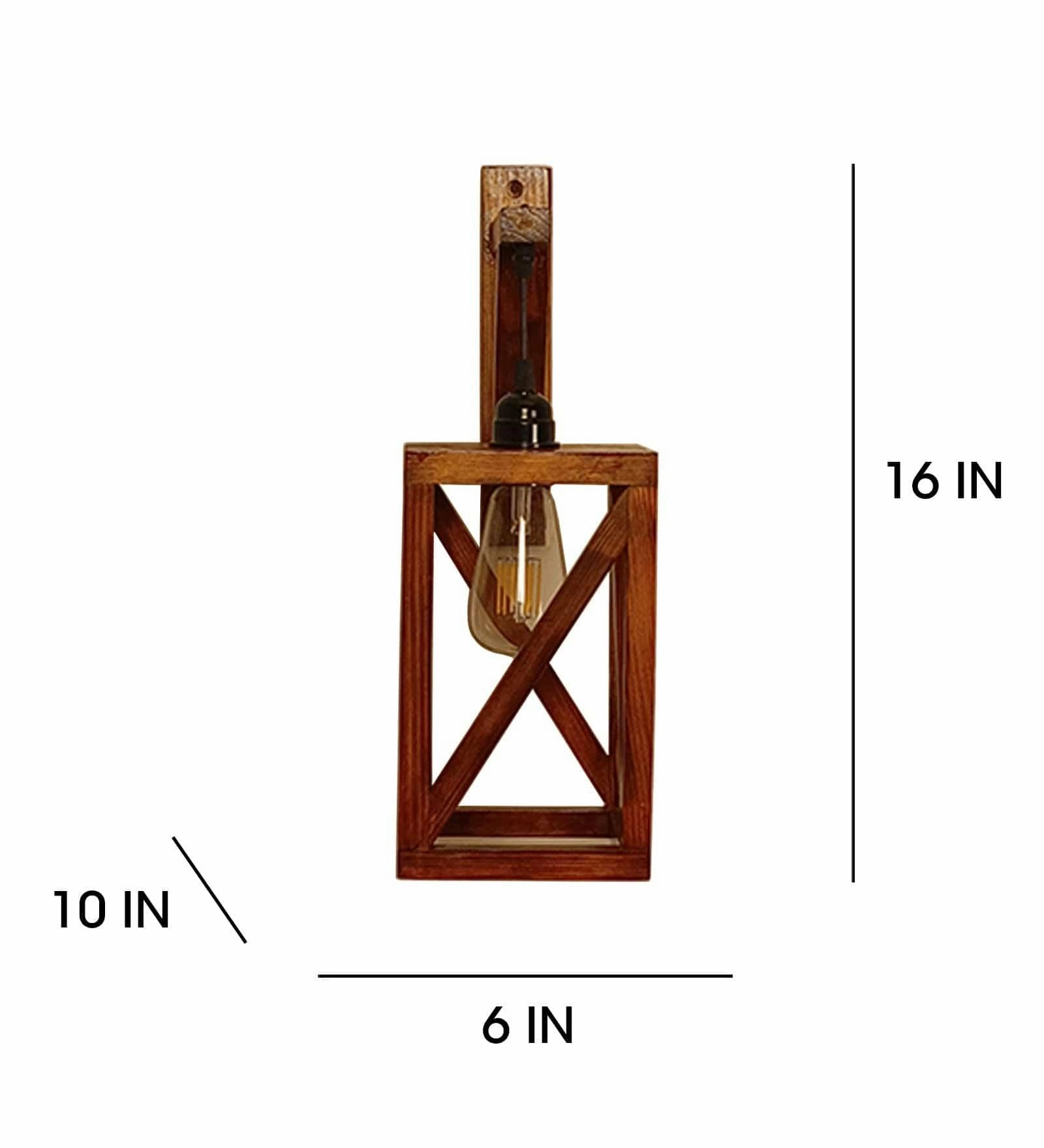 Symmetric L Brown Wooden Wall Light (BULB NOT INCLUDED)