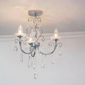 Tabitha Crystal Glass & Chrome 3 Light Bathroom Ceiling Light simple ceiling design light