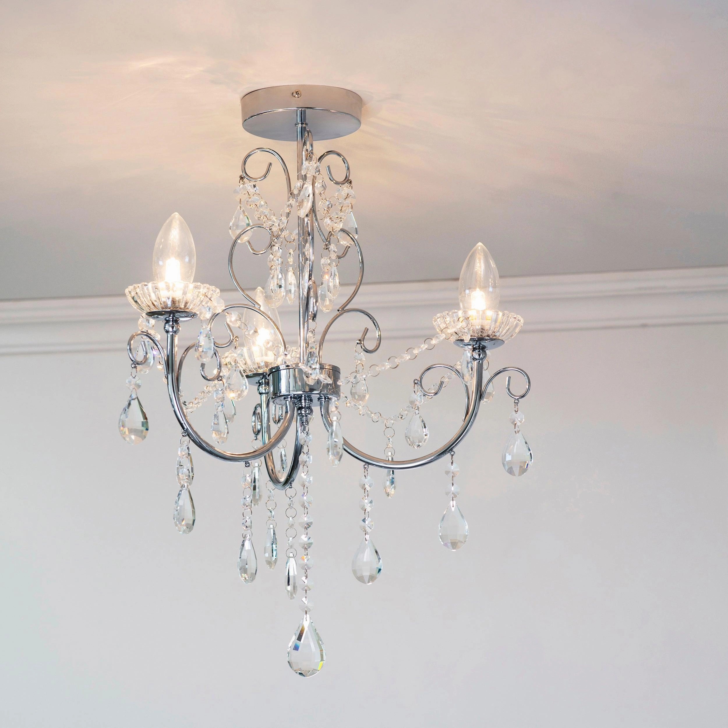 Tabitha Crystal Glass & Chrome 3 Light Bathroom Ceiling Light simple ceiling design light