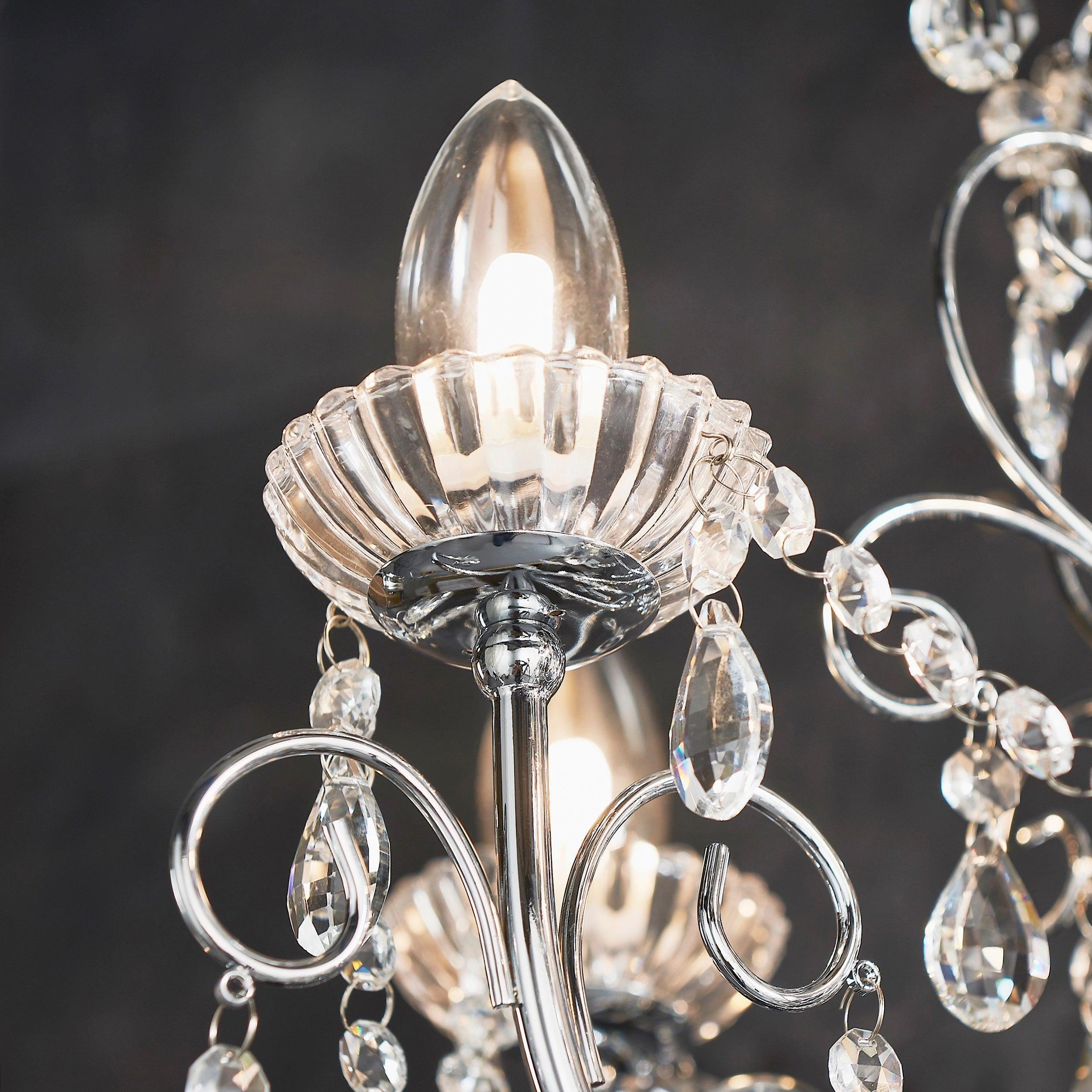 Tabitha Crystal Glass & Chrome 5 Light Bathroom Ceiling Light