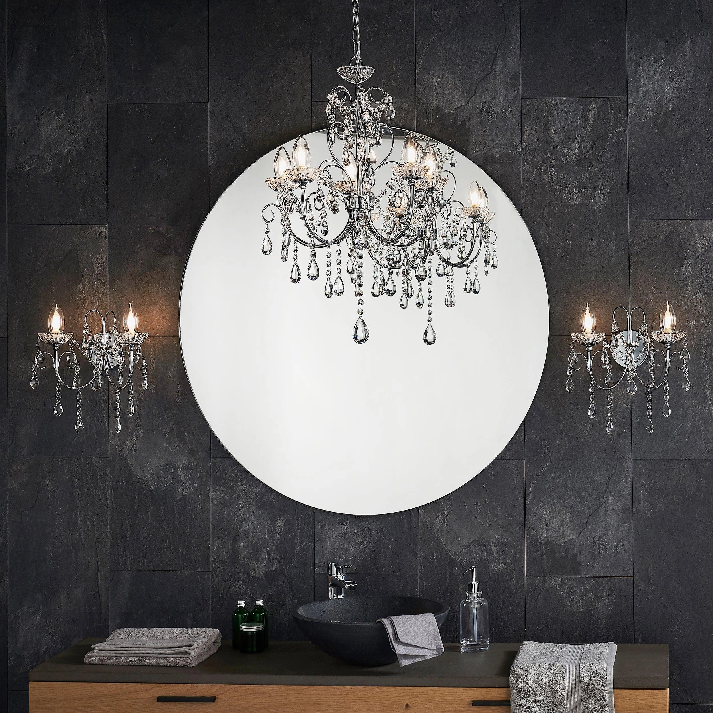 Tabitha Crystal Glass & Chrome 5 Light Bathroom Ceiling Light