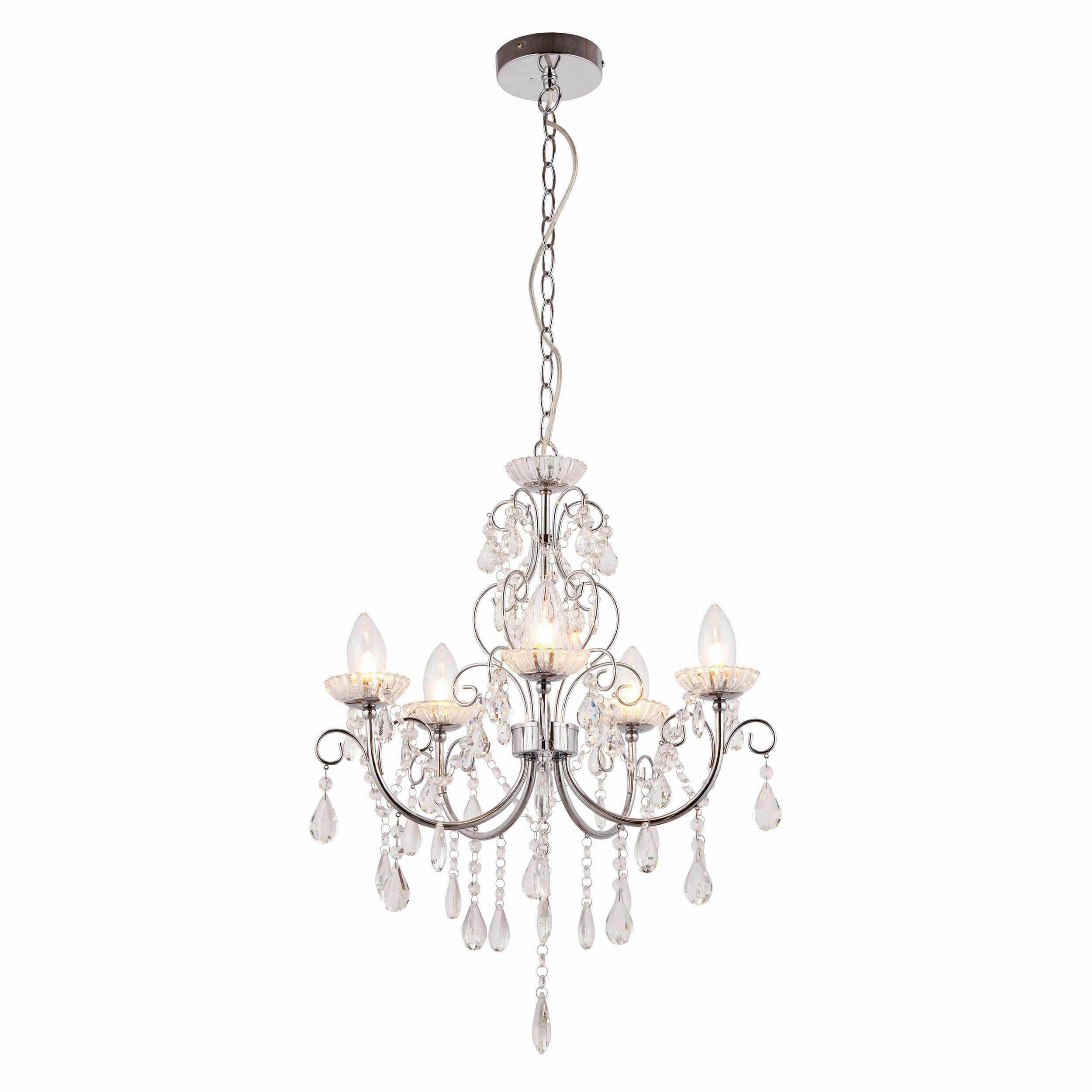Tabitha Crystal Glass & Chrome 5 Light Bathroom Ceiling Light simple ceiling design light