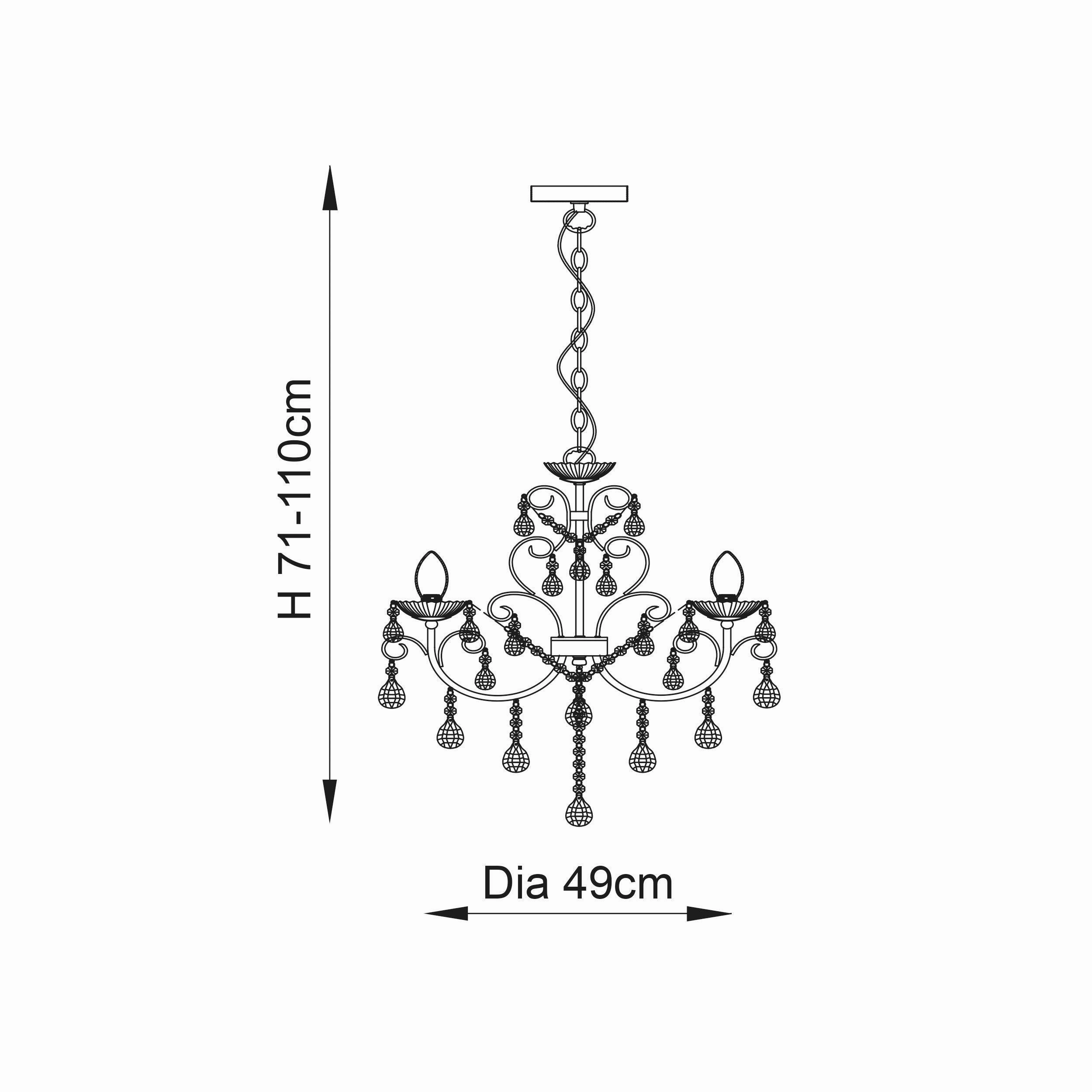 Tabitha Crystal Glass & Chrome 5 Light Bathroom Ceiling Light