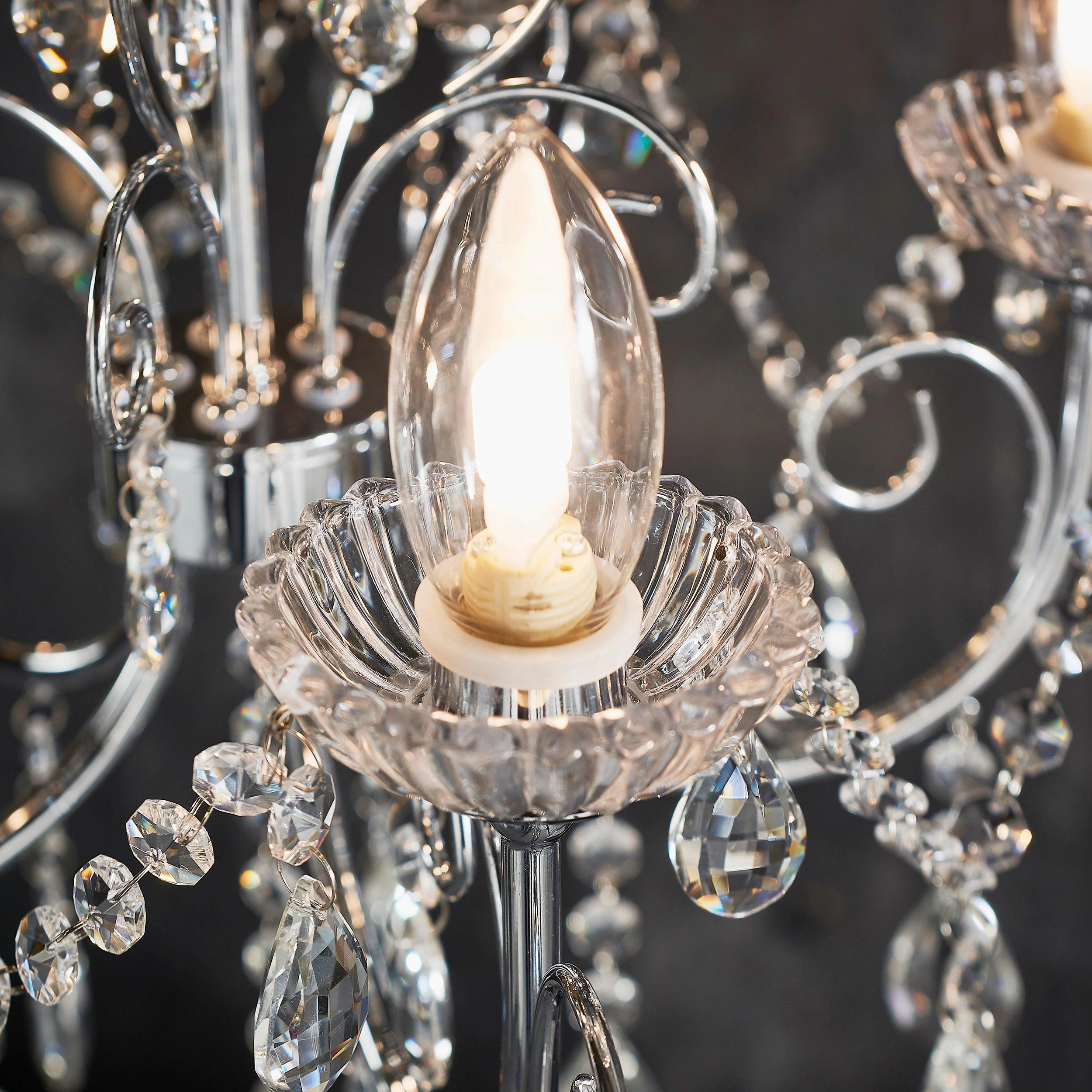 Tabitha Crystal Glass & Chrome 5 Light Bathroom Ceiling Light