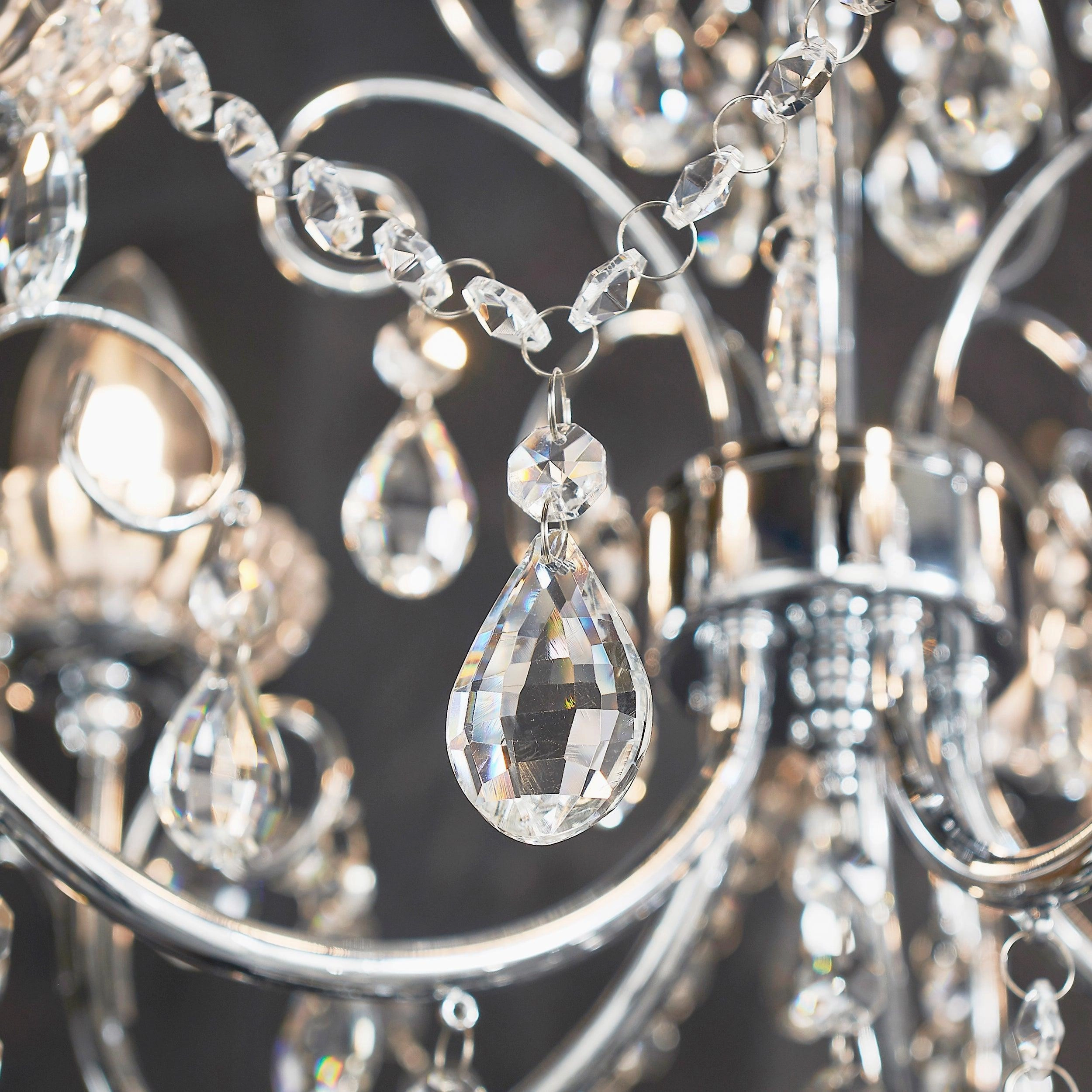 Tabitha Crystal Glass & Chrome 5 Light Bathroom Ceiling Light
