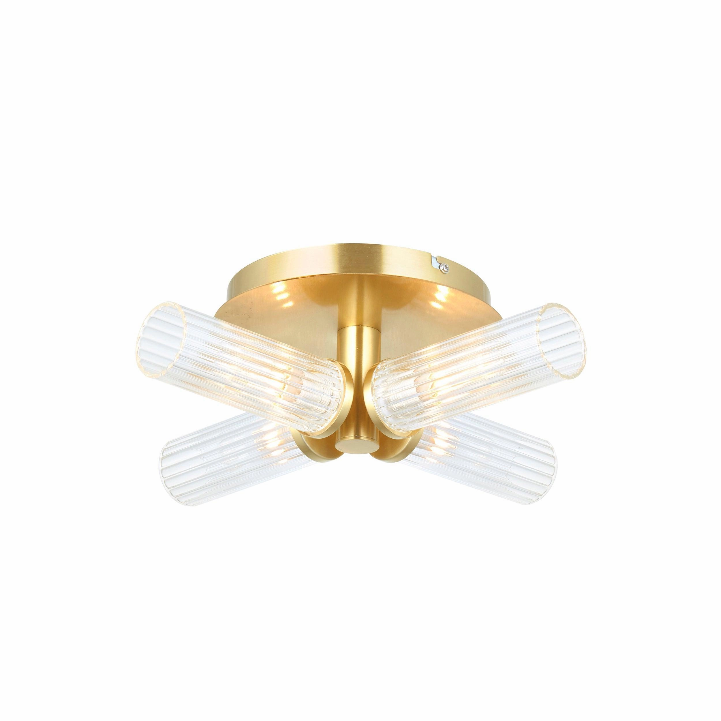 Talo 4 Light Brass Semi Flush Bathroom Ceiling Light