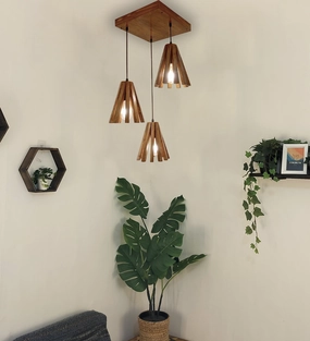 Taper Brown Wooden Cluster Hanging Lamp (BULB NOT INCLUDED) contemporary ceiling fixture