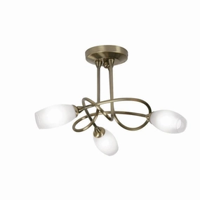 Tara 3 Light Antique Brass Semi Flush simple ceiling design light