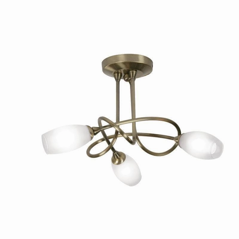Tara 3 Light Antique Brass Semi Flush simple ceiling design light