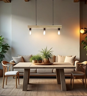 Tavern Beige Wooden Series Hanging Lamp (BULB NOT INCLUDED) contemporary ceiling fixture