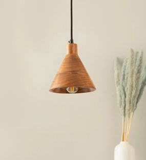 Teak Wood Cased Pendant Light contemporary ceiling fixture