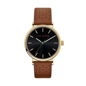 Ted Baker Blue Dial Brown T Pattern Perforated Leather Gents Watch BKPMMF911