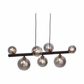 Tere 7 Light Gold, Black & Smoked Glass Pendant modern ceiling lamp