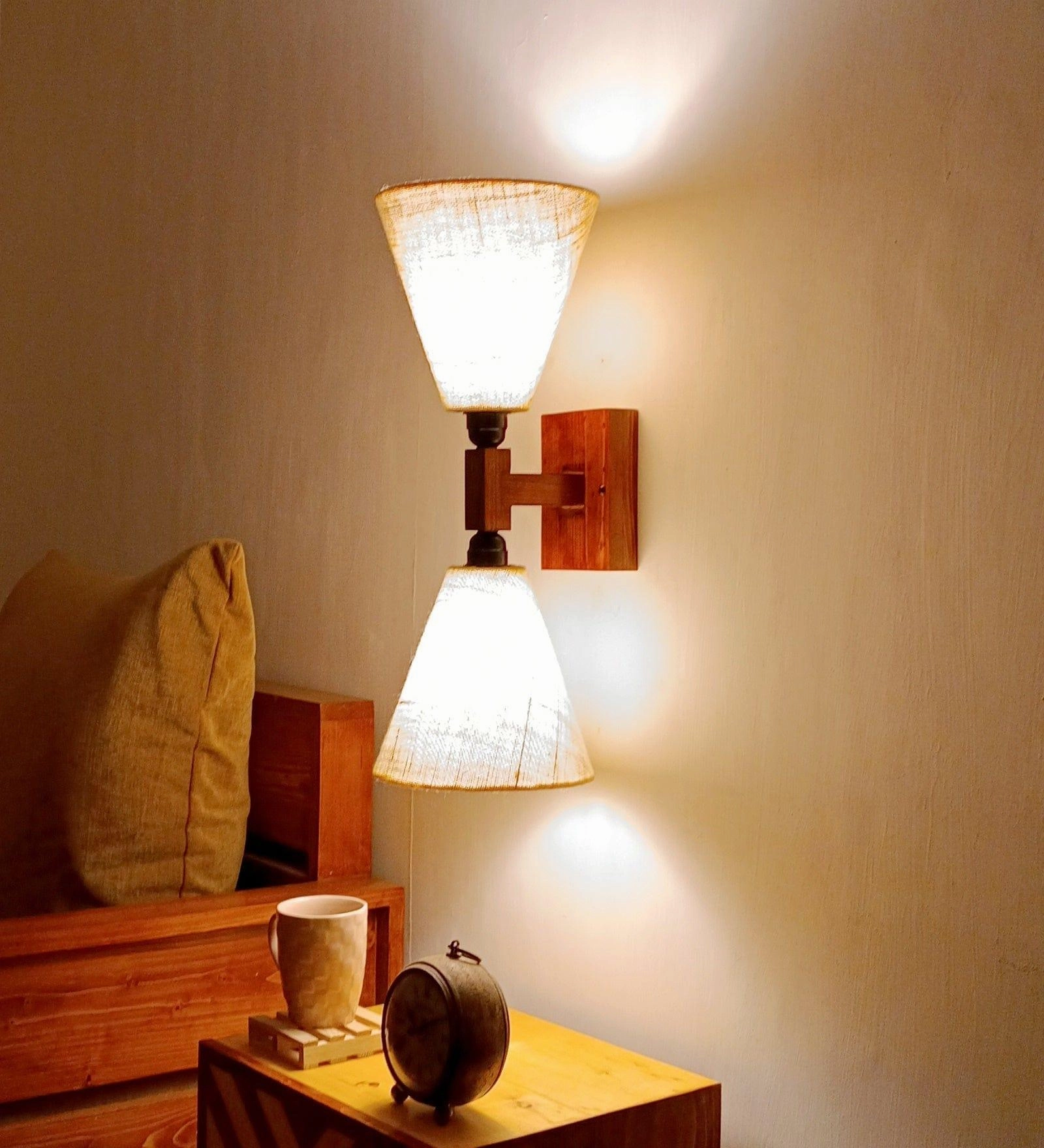 Terzo Duo Brown Wooden Wall Light (BULB NOT INCLUDED)