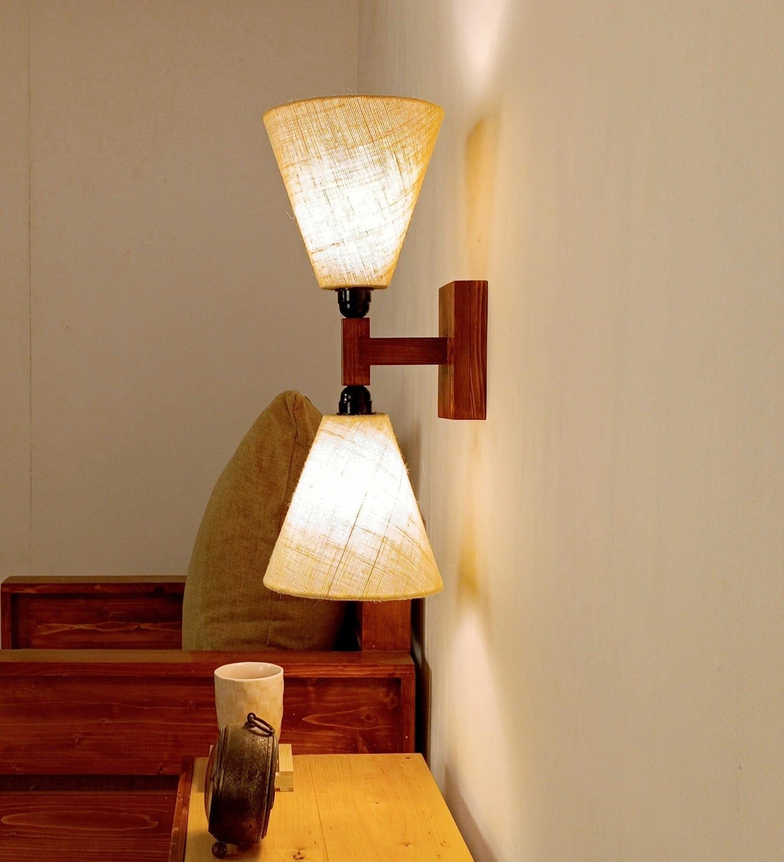 Terzo Duo Brown Wooden Wall Light (BULB NOT INCLUDED)
