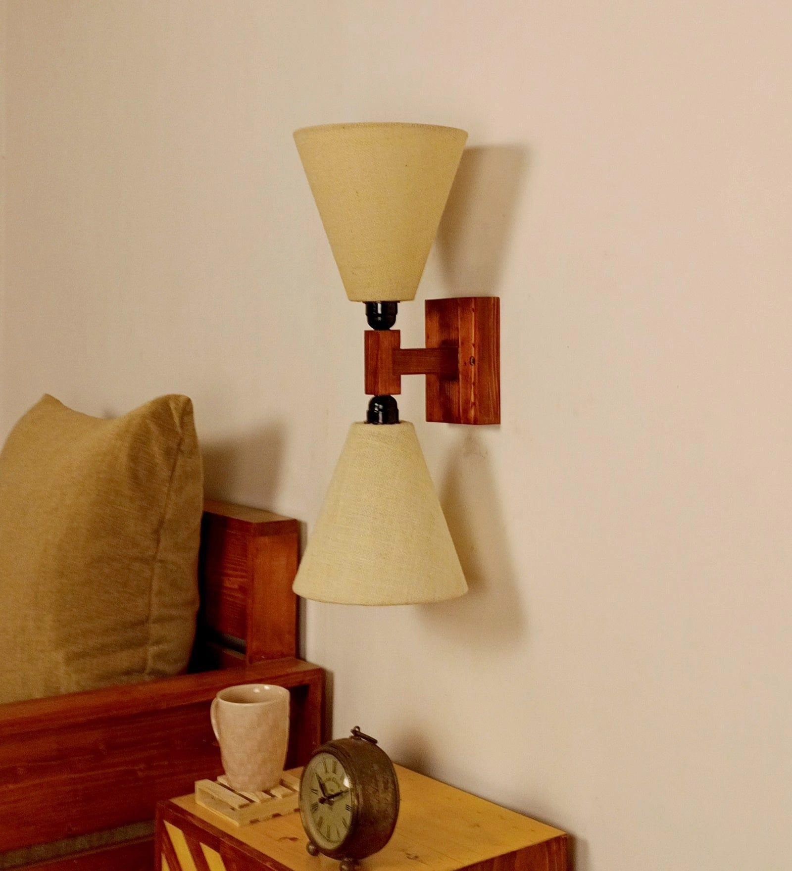 Terzo Duo Brown Wooden Wall Light (BULB NOT INCLUDED)