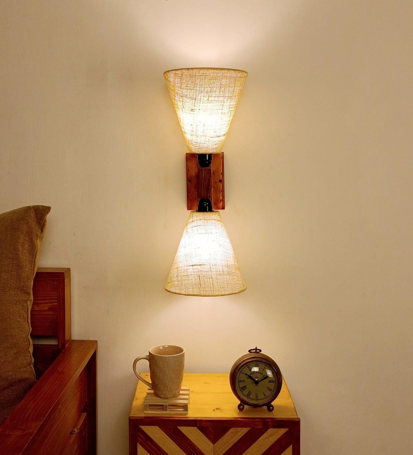 Terzo Duo Brown Wooden Wall Light (BULB NOT INCLUDED)