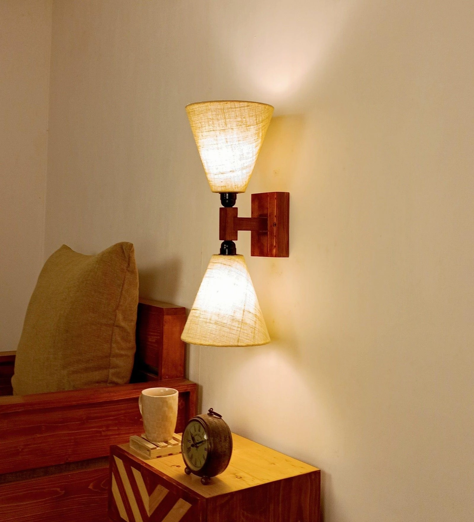 Terzo Duo Brown Wooden Wall Light (BULB NOT INCLUDED) vintage desk lamp