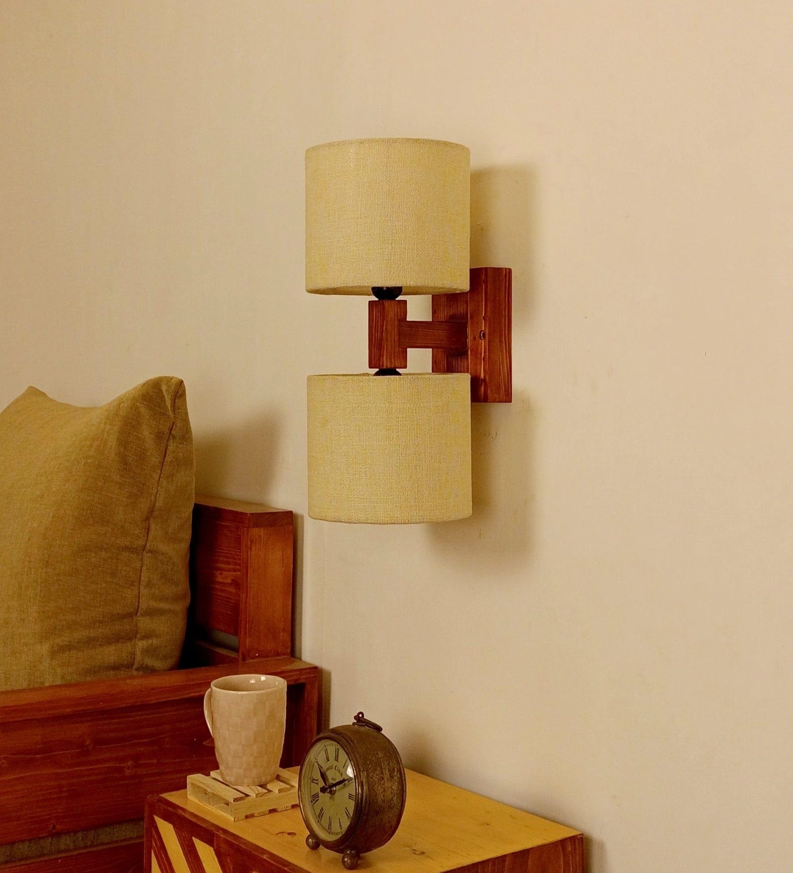 Tesca Duo Brown Wooden Wall Light - (BULB NOT INCLUDED)