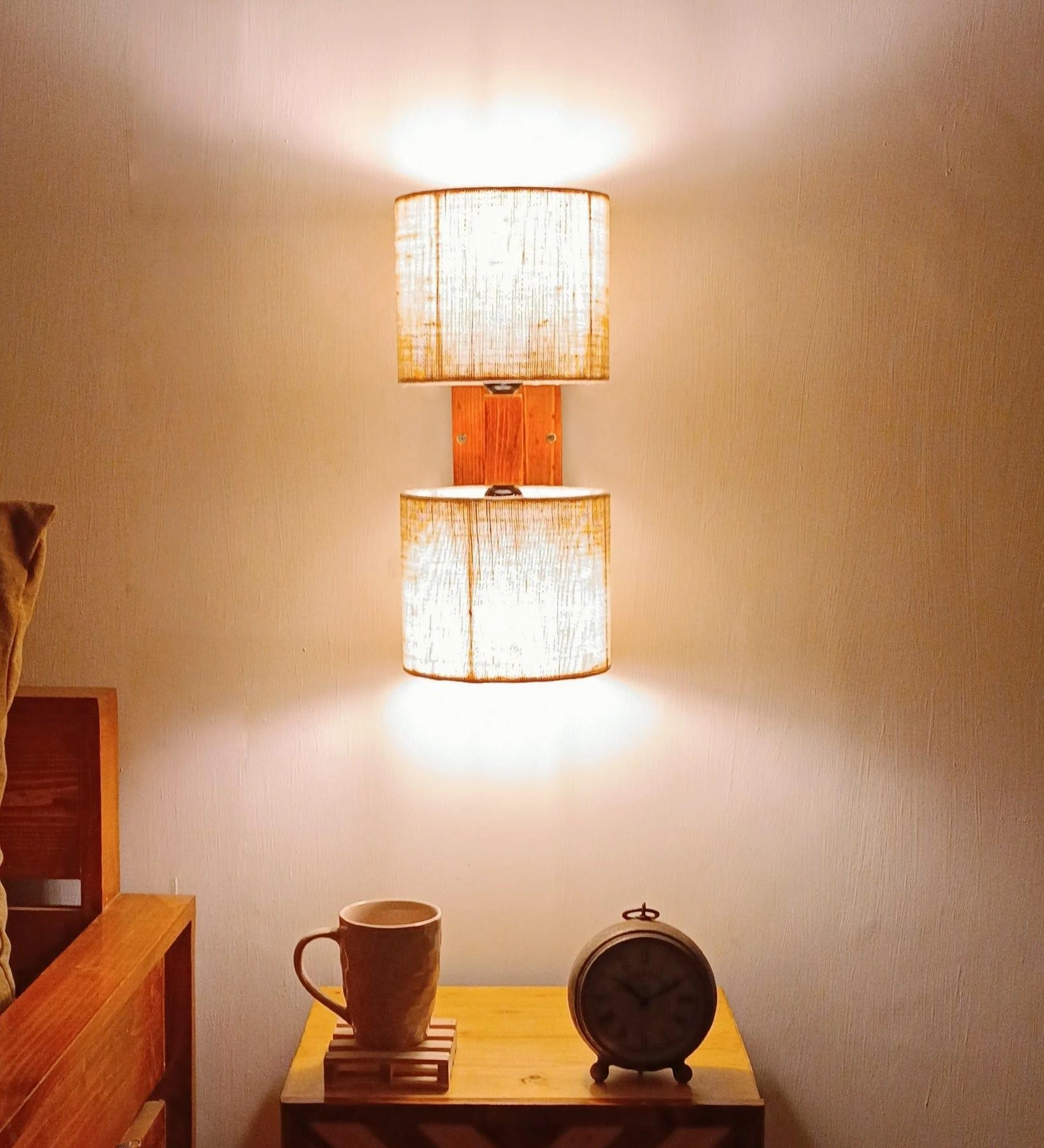 Tesca Duo Brown Wooden Wall Light - (BULB NOT INCLUDED)