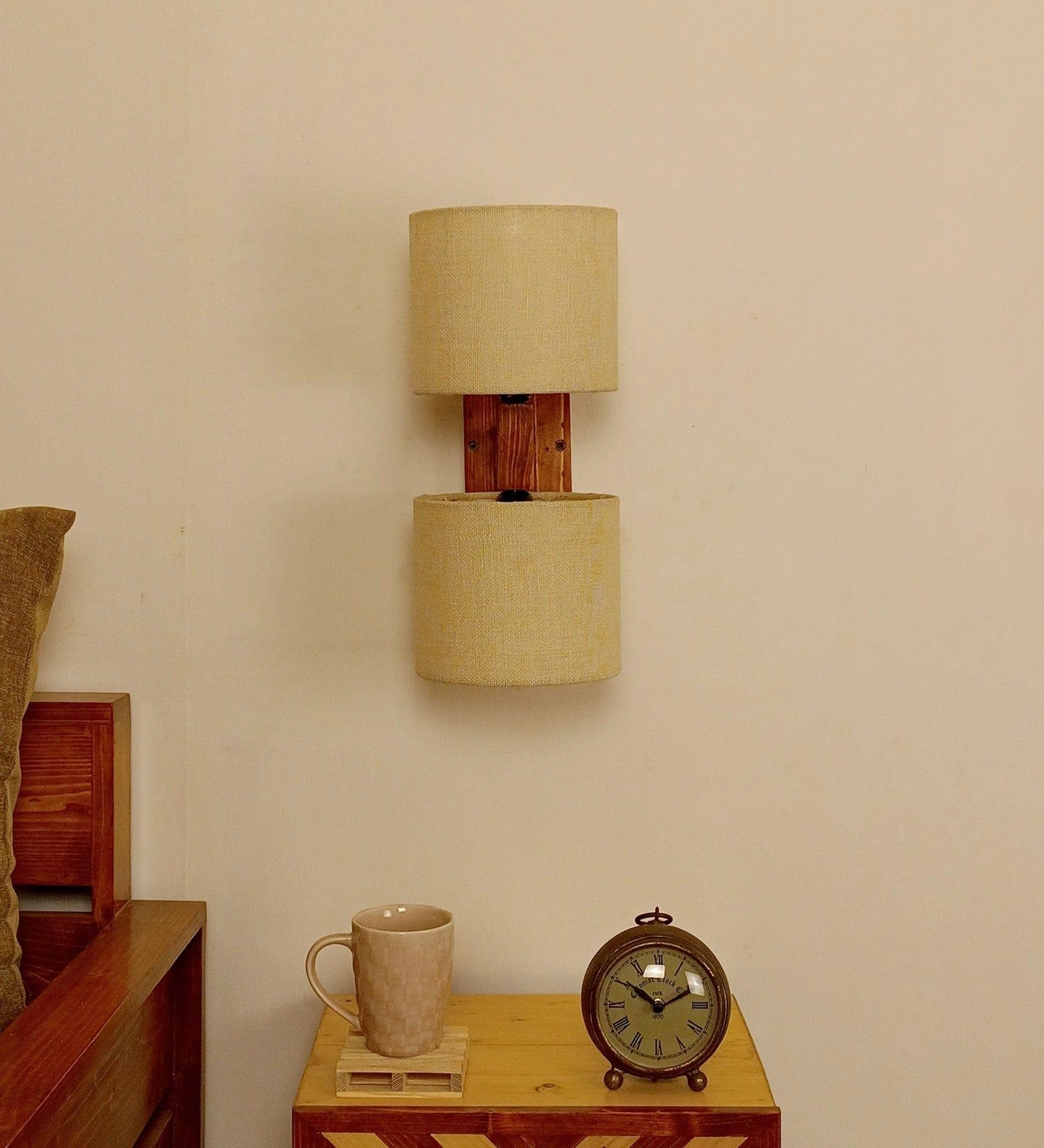 Tesca Duo Brown Wooden Wall Light - (BULB NOT INCLUDED)