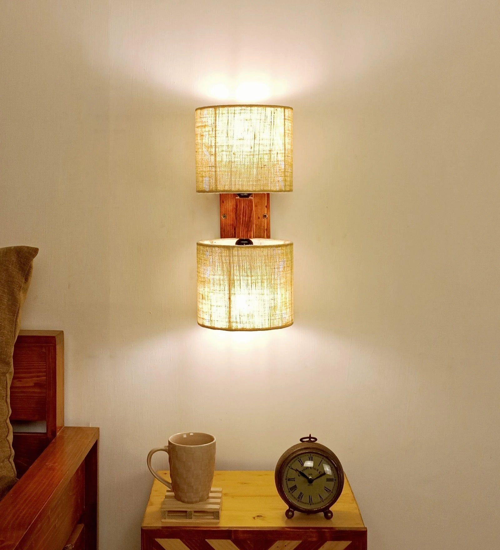 Tesca Duo Brown Wooden Wall Light - (BULB NOT INCLUDED)