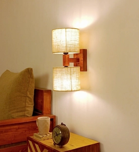 Tesca Duo Brown Wooden Wall Light - (BULB NOT INCLUDED) vintage desk lamp