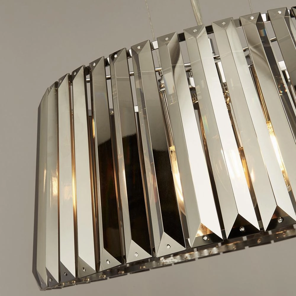 Tiara 5 Light Smoke Chrome & Glass Crystal Ceiling Pendant
