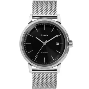 Timex Men's Automatic Watch - Marlin Black Dial Silver Mesh Bracelet | TW2T22900ZV Timex Watches