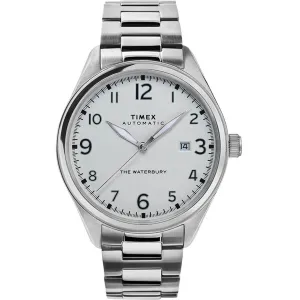 Timex Men's Automatic Watch - Waterbury White Dial Silver Bracelet | TW2T69700VQ Timex Watches