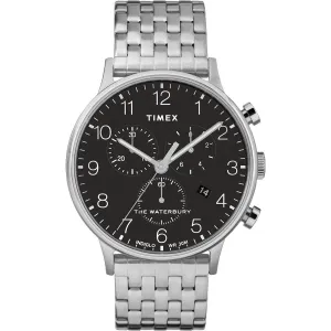 Timex Men's Chrono Watch - Waterbury Classic Black Dial Bracelet | TW2R71900 Timex Watches
