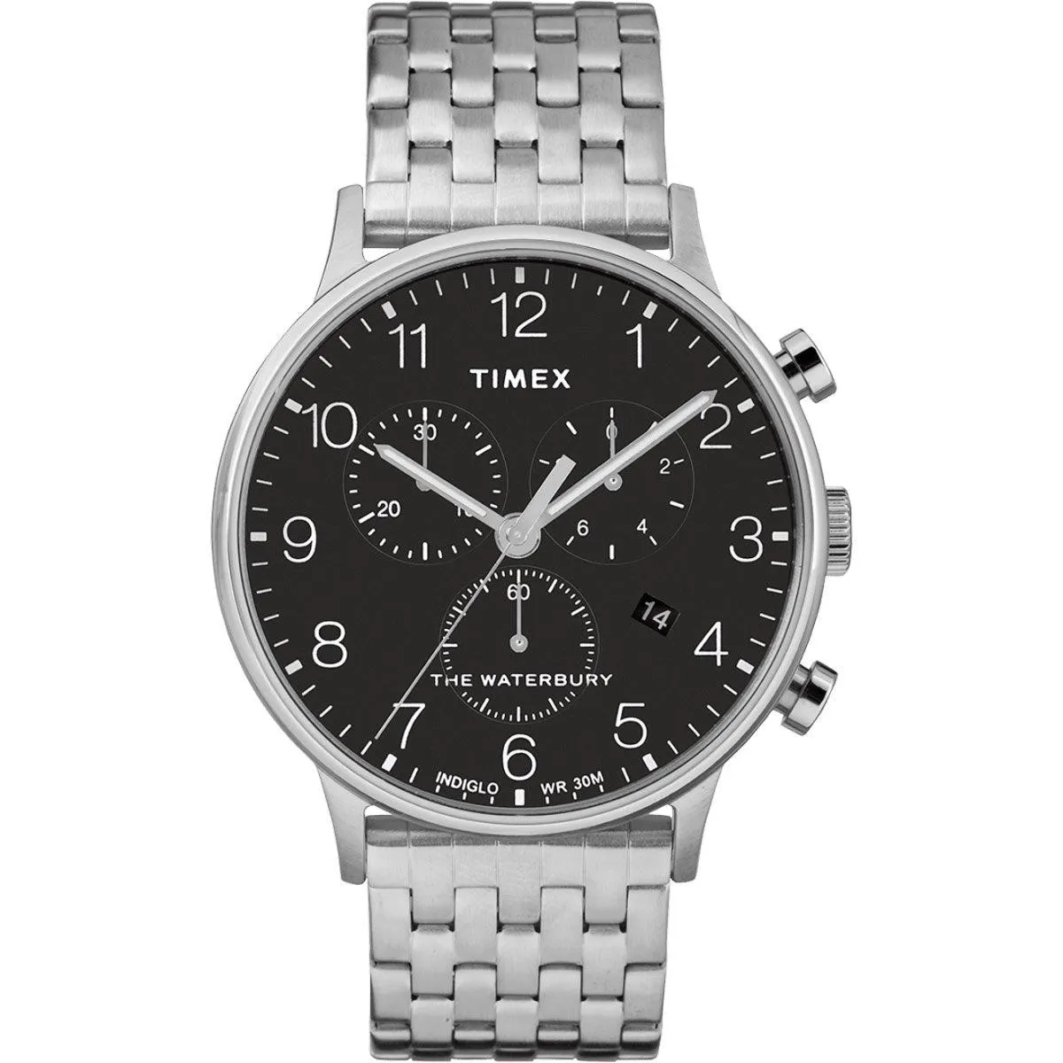 Timex Men's Chrono Watch - Waterbury Classic Black Dial Bracelet | TW2R71900 Timex Watches