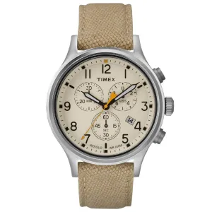 Timex Men's Chronograph Watch - Allied Quartz Beige Dial Khaki Strap | TW2R47300 Timex Watches