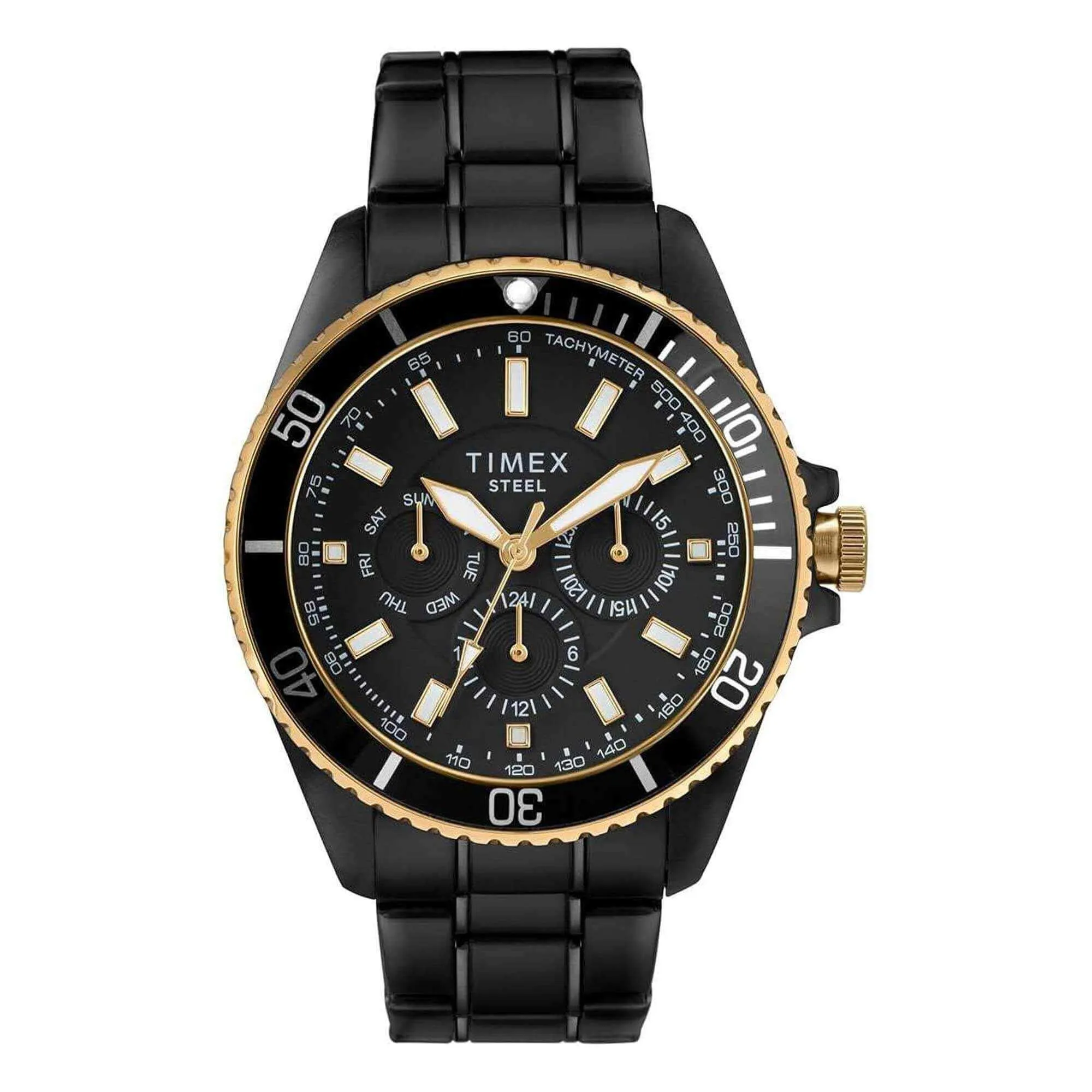 Timex Men's Chronograph Watch - Black IP Stainless Steel Bracelet | TW2T59100 Timex Watches