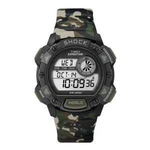 Timex Men's Chronograph Watch - Expedition Base Shock Grey Dial Resin Strap | T49976JV Timex Watches