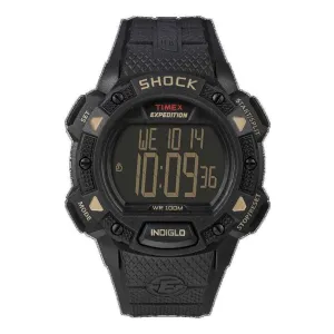 Timex Men's Chronograph Watch - Expedition Shock Black Dial Resin Strap | T49896JV Timex Watches