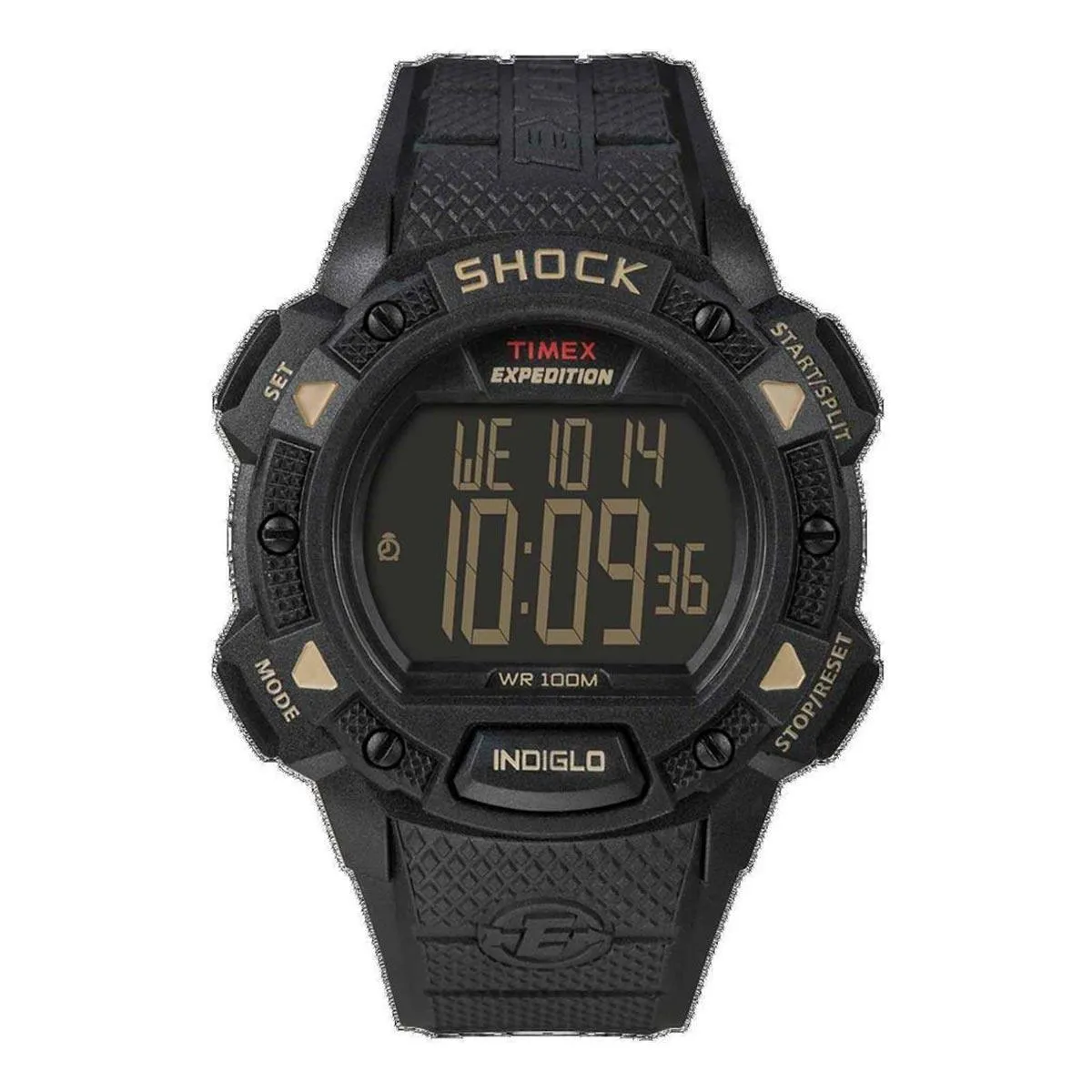 Timex Men's Chronograph Watch - Expedition Shock Black Dial Resin Strap | T49896JV Timex Watches